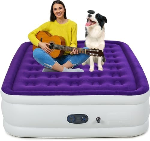 Queen Air Mattress with Built in Pump 18 Inch Velvet Top 3 Min Quick Inflation Waterproof 600 LB Capacity