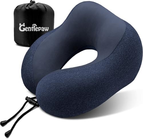 Gentlepaw Memory Foam Travel Pillow for Adults and Kids Cervical Neck Pillow for Car and Airplane