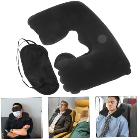 MAGICLULU Inflatable Neck Pillow with Eye Mask Travel Set