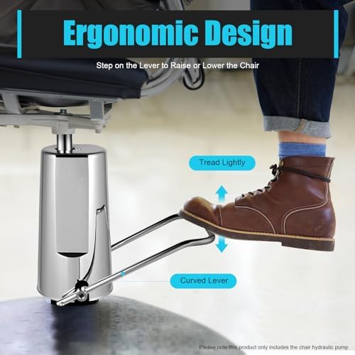 Mocuceom Barber Chair Hydraulic Pump with 43 Inch Height Adjustment Silver