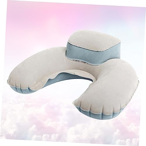ERINGOGO Inflatable Nap Pillow with Earplug Grey for Memory Foam Travel Camping Outdoor U-Shaped