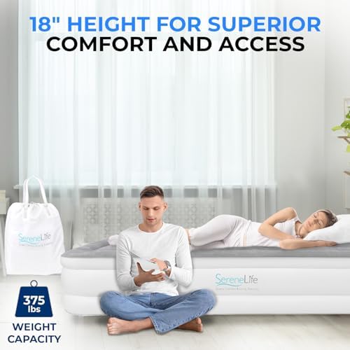 SereneLife Twin Air Mattress with Adjustable Firmness