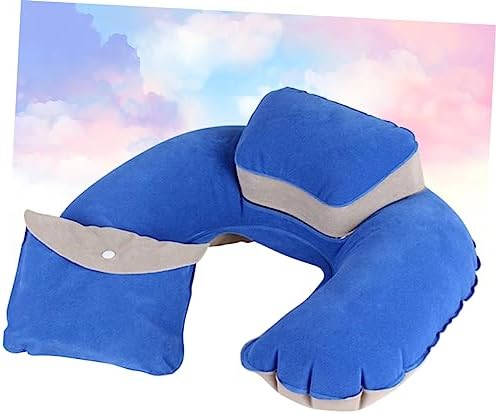 Luxshiny Inflatable U-Shape Travel Pillow with EARPLUGS for Camping Plane Use