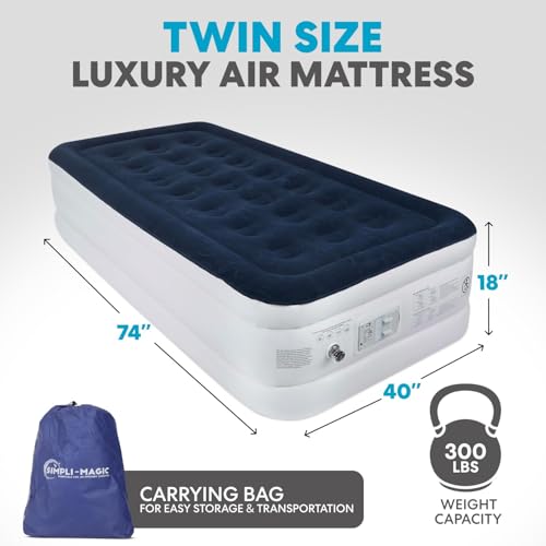 Simpli-Magic Luxury Air Mattress Built-in Pump for Home and Camping