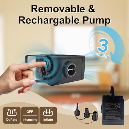 Thick Velvet Texture 18 Air Mattress with Built-In Pump for Camping Home