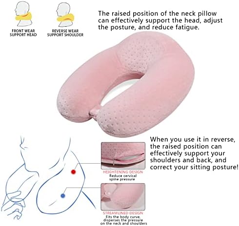 Gosider U-shape Memory Foam Travel Pillow Pink - Comfortable Airplane Pillow for Head and Neck Support