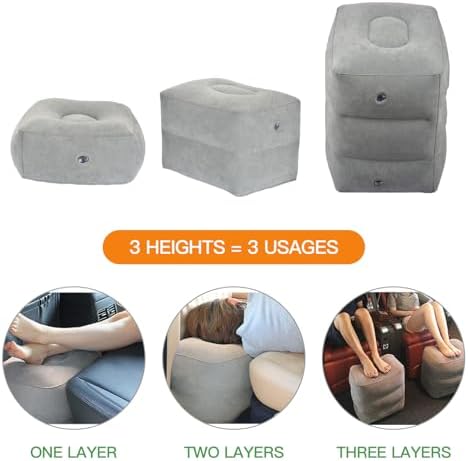 Adjustable Inflatable Airplane Foot Rest for Kids and Adults