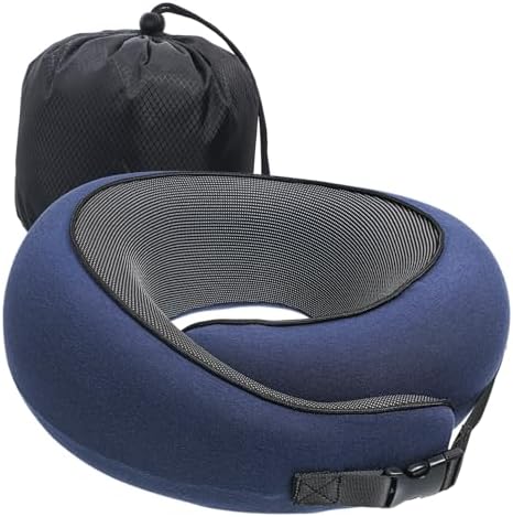 Amosfun Neck Travel Pillow with Straps Memory Headrest for Airplanes Cars
