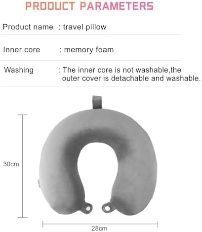 Nikou Memory Foam Travel Pillow for Airplanes Neck Support with Attachable Snap Strap and Washable Cover