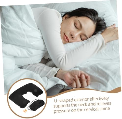 MAGICLULU Inflatable Neck Pillow with Eye Mask Travel Set