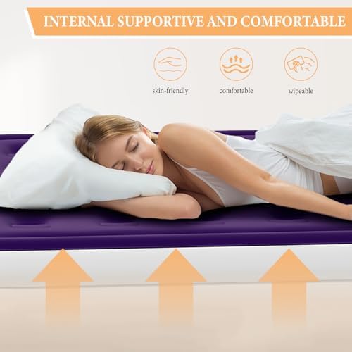 Queen Air Mattress with Built in Pump 18 Inch Velvet Top 3 Min Quick Inflation Waterproof 600 LB Capacity