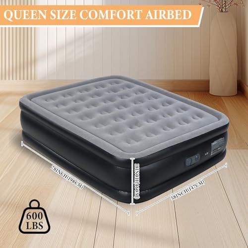 Quick Inflatable Mattress Queen Soft Flocking Bed for Comfort and Style