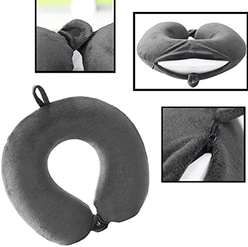 Memory Foam Travel Pillow - Adjustable Compact Lightweight Neck Pillow for Camping Car and Home Use