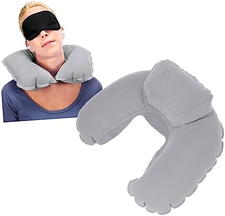 Zerodeko Ergonomic Inflatable Pillow for Travel Neck and Back Support Grey