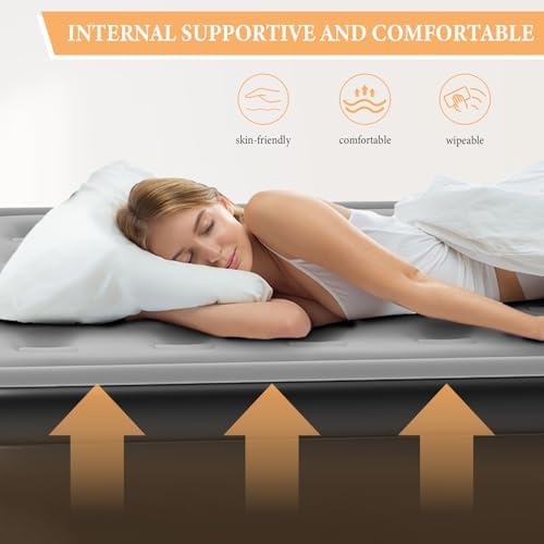 Quick Inflatable Mattress Queen Soft Flocking Bed for Comfort and Style