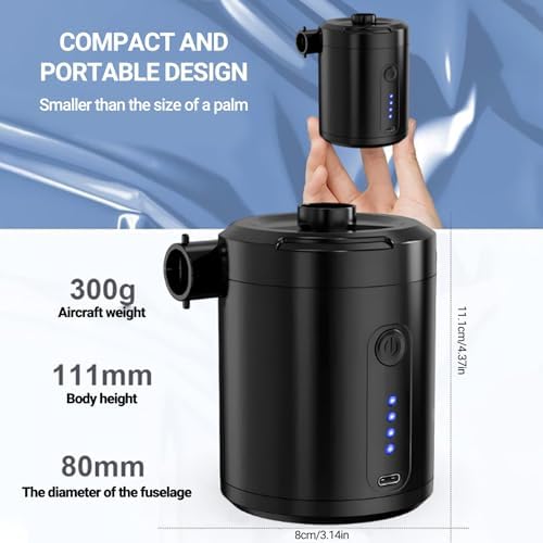 Yeory Mini Air Mattress Pump Rechargeable with 4000Pa suction for Pool Floats Mattresses More