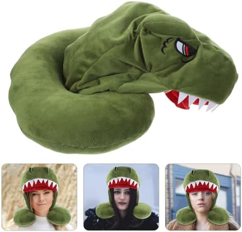 Dinosaur Hooded Travel Pillow Plush Neck Support Cushion