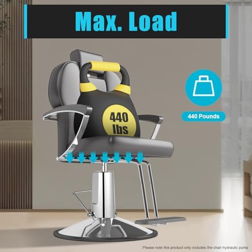 Mocuceom Barber Chair Hydraulic Pump with 43 Inch Height Adjustment Silver