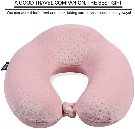 Gosider U-shape Memory Foam Travel Pillow Pink - Comfortable Airplane Pillow for Head and Neck Support