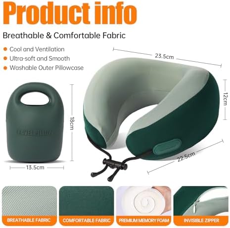 Ergonomic Memory Foam Travel Pillow for Airplanes