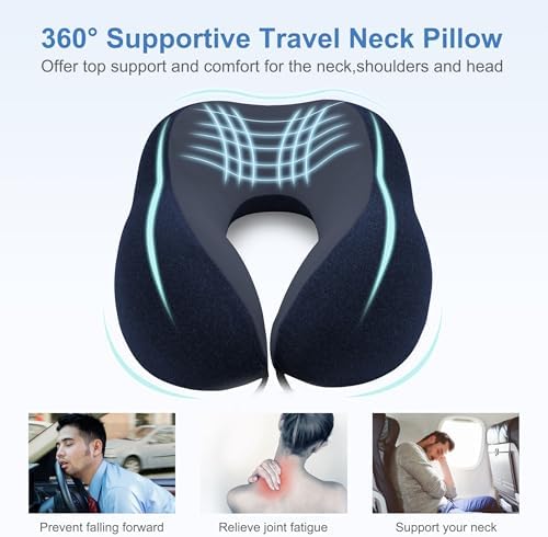 Gentlepaw Memory Foam Travel Pillow for Adults and Kids Cervical Neck Pillow for Car and Airplane