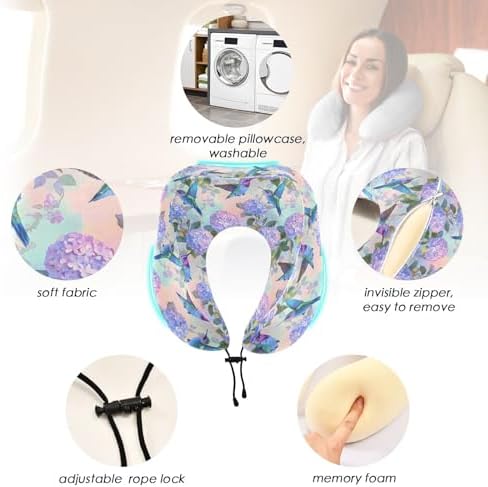ALAZA Memory Foam Travel Neck Pillow - Washable Portable Memory Support for Airplanes Camping More