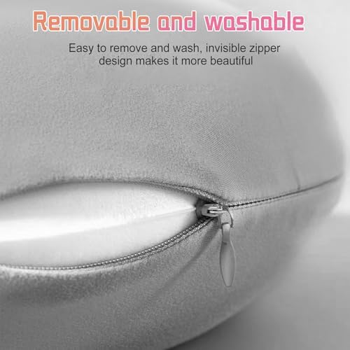 Nikou Memory Foam Travel Pillow for Airplanes Neck Support with Attachable Snap Strap and Washable Cover