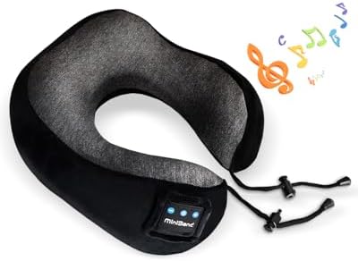 Contoured Memory Foam Neck Pillow with Bluetooth Headphones for Travel Comfort