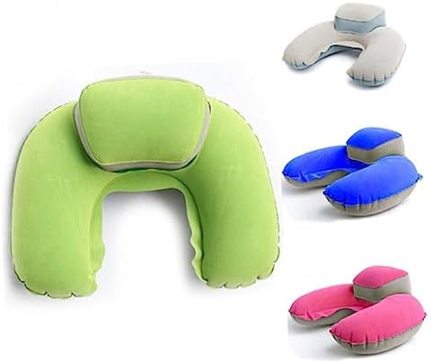Romanisba Inflatable U-Shaped Travel Pillow With Earplugs For Neck Support Comfort