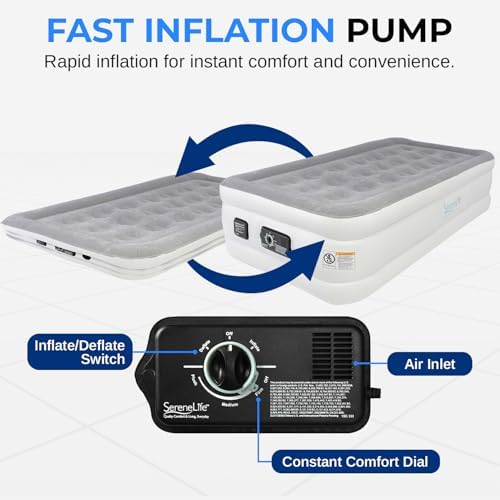 SereneLife Twin Air Mattress with Adjustable Firmness