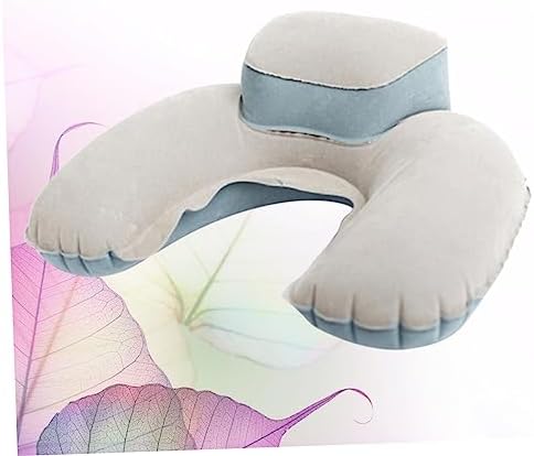 ERINGOGO Inflatable Nap Pillow with Earplug Grey for Memory Foam Travel Camping Outdoor U-Shaped