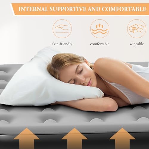 Queen Air Mattress with Built-In Pump - Inflatable Bed for Home Soft Velvet Top 10 Queen