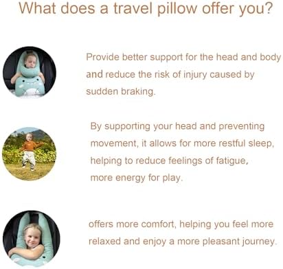 Long Huo U-Shaped Travel Pillow for Adults and Kids - Skin-Friendly Car Seat Pillow for Road Trips