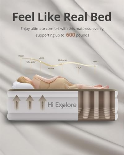 Premium Air Mattress Queen with Built in Pump and Raised Edges