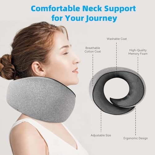 Travel Pillow for 360 Comfort Memory Foam Neck Pillow Ergonomic Design 2024 New Design