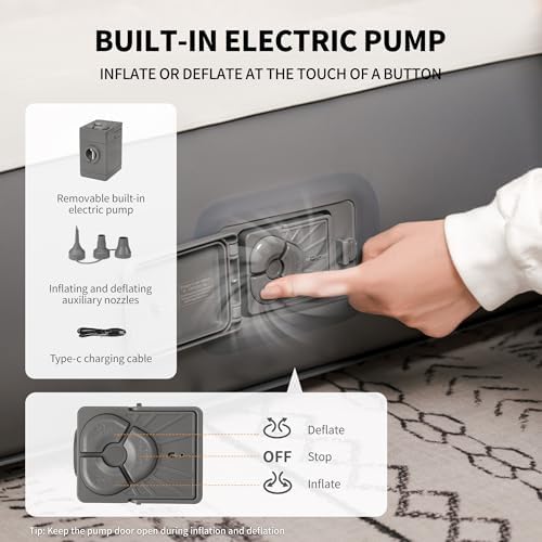 Compact Ergonomic Queen Air Mattress with Rechargeable Pump