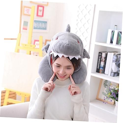 Goofy Shark Hat Travel Neck Pillow for Car and Airplane Sleep