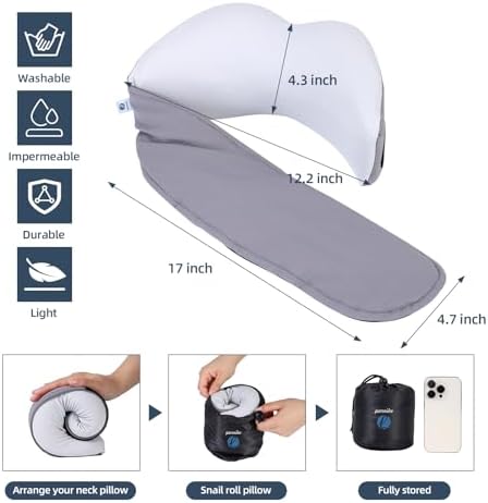 Parniho Comfort Neck Pillow - Ergonomic Travel Pillow with Eye Mask for Airplane and Car Use