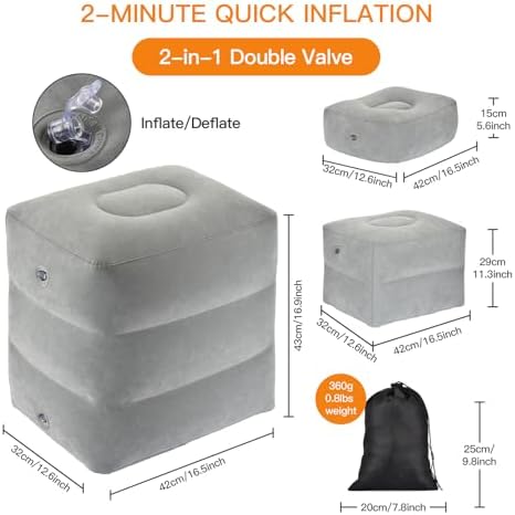 Adjustable Inflatable Airplane Foot Rest for Kids and Adults