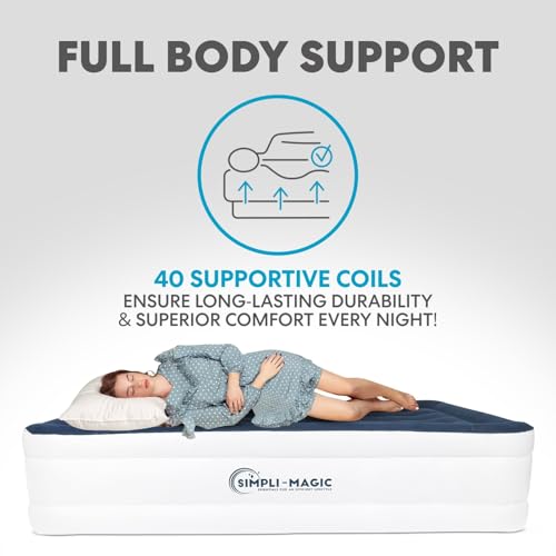 Simpli-Magic Luxury Air Mattress Built-in Pump for Home and Camping