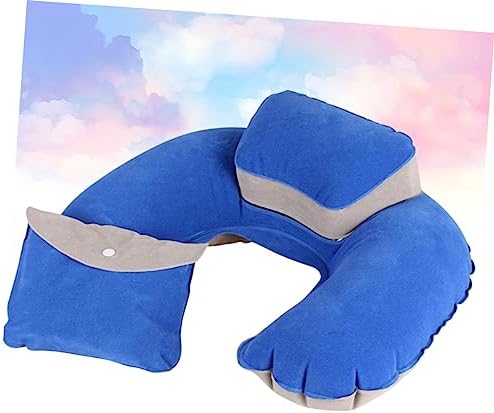 Romanisba Inflatable U-Shaped Travel Pillow With Earplugs For Neck Support Comfort