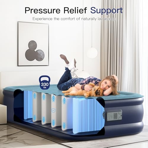 Compact Luxury Inflatable Air Mattress for Twinned Sleepers - Built-in Pump Auto-Stop and More