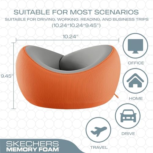 Skechers Memory Foam Travel Pillow Orange