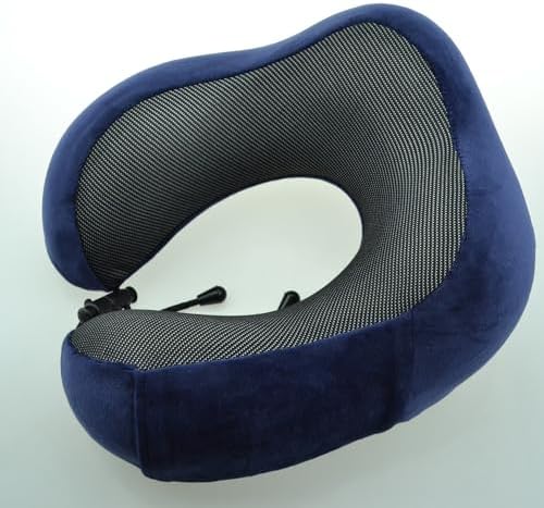 Bi-Trust U-Shape Memory Foam Travel Pillow Neck Support Head Rest Car Plane Cushion - Dark Blue