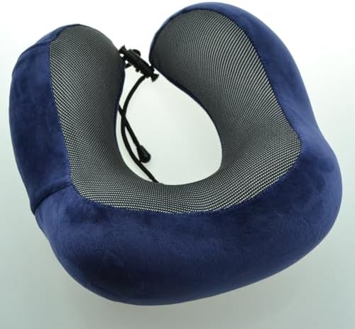 Bi-Trust U-Shape Memory Foam Travel Pillow Neck Support Head Rest Car Plane Cushion - Dark Blue