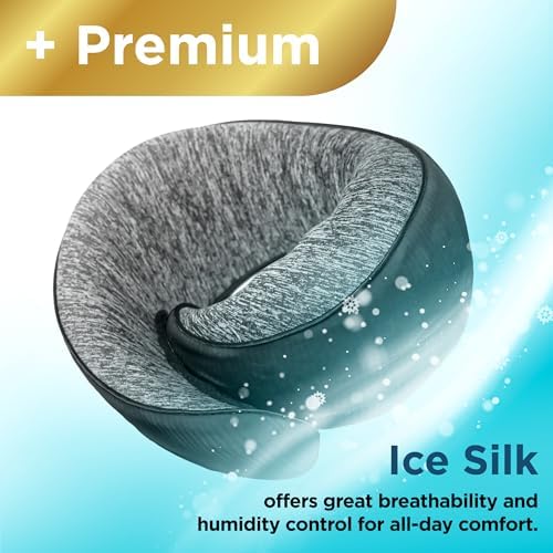 Cooling Memory Foam Travel Pillow - Ergonomic Neck Support