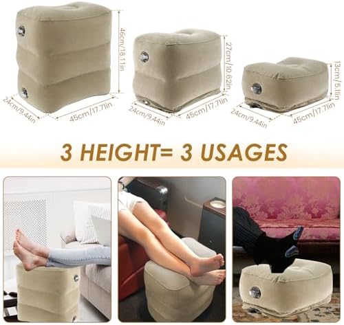 Falemusic Inflatable Travel Pillow Adjustable Height for Adults and Kids Perfect for Airplane Car and Office Use