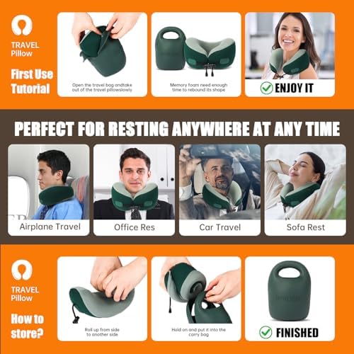 Ergonomic Memory Foam Travel Pillow for Airplanes