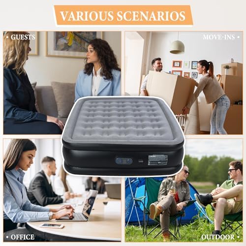 Quick Inflatable Mattress Queen Soft Flocking Bed for Comfort and Style