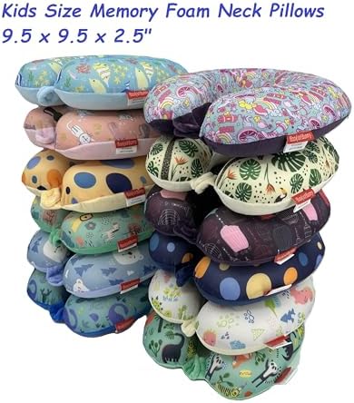 Bookishbunny Kids Memory Foam Neck Pillow 95x95x25inch Lightweight Portable Design Memory Foam for Neck Head Support